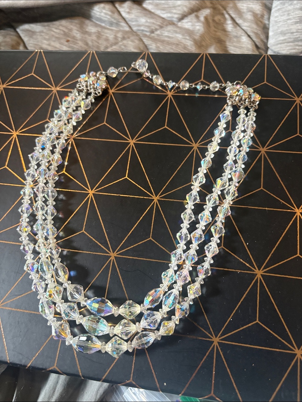 Crystal Multi-Strand Necklace - Clear Iridescent